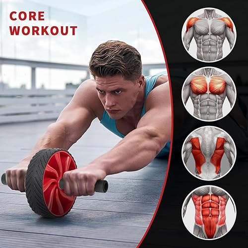 Miniatura 4 de Rueda de rodillo abdominal, rueda abdominal, equipo de entrenamiento abdominal para entrenamiento de núcleo, equipo de ejercicio básico, ruedas de