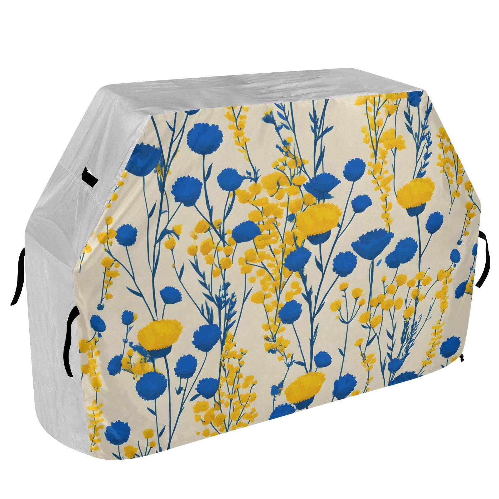 Funda para barbacoa de flores amarillas y azules, impermeable, resistente, para exteriores