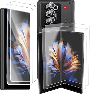 ZTE Nubia Fold 用 フィルム 強化ガラス 【NOUKAJU】 ZTE Nubia Fold 用 液晶保護 保護フィルム 高透過率 硬度9H 飛散防止 気泡防止 指紋防止 自動吸着 貼り付け簡単【内側ソフトフィルム2枚、レンズフィルム6枚、外側強化ガラス2枚。】
