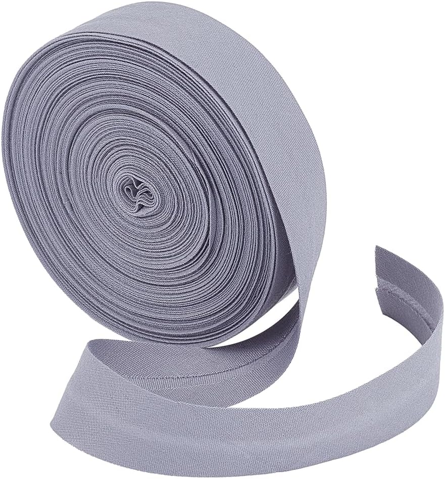 BENECREAT 10.9 Yards Single Fold Bias Tape, Light Gray Polycotton Bias Binding Tape Hemming Ribbon for DIY Garment Sewing, Seaming, Piping, Quilting