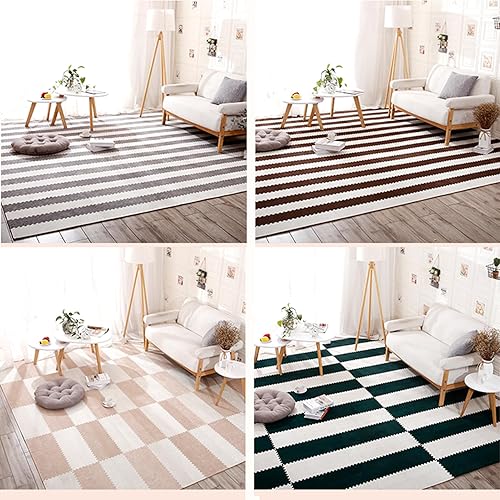 Miniatura 8 de Azulejos de alfombra entrelazados de 7 pies cuadrados, 9 azulejos de espuma de 23.6 x 4.7 pulgadas, tapete rectangular de juego de rompecabezas,
