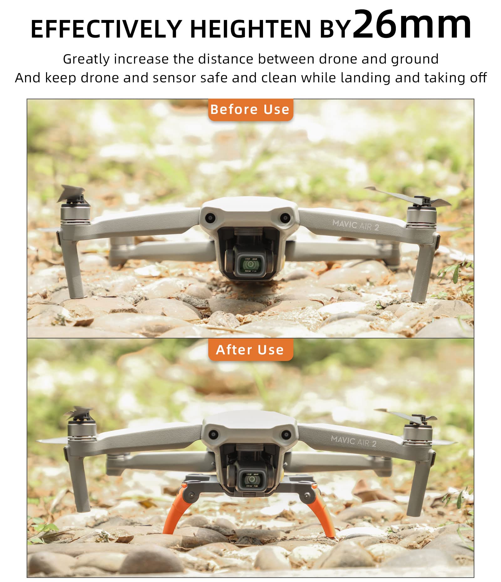 Train D'atterrissage Pliable Pour Drone DJI Mavic Air 2S - Support Surélevé Avec Guidage Lumineux - Installation Facile - 9