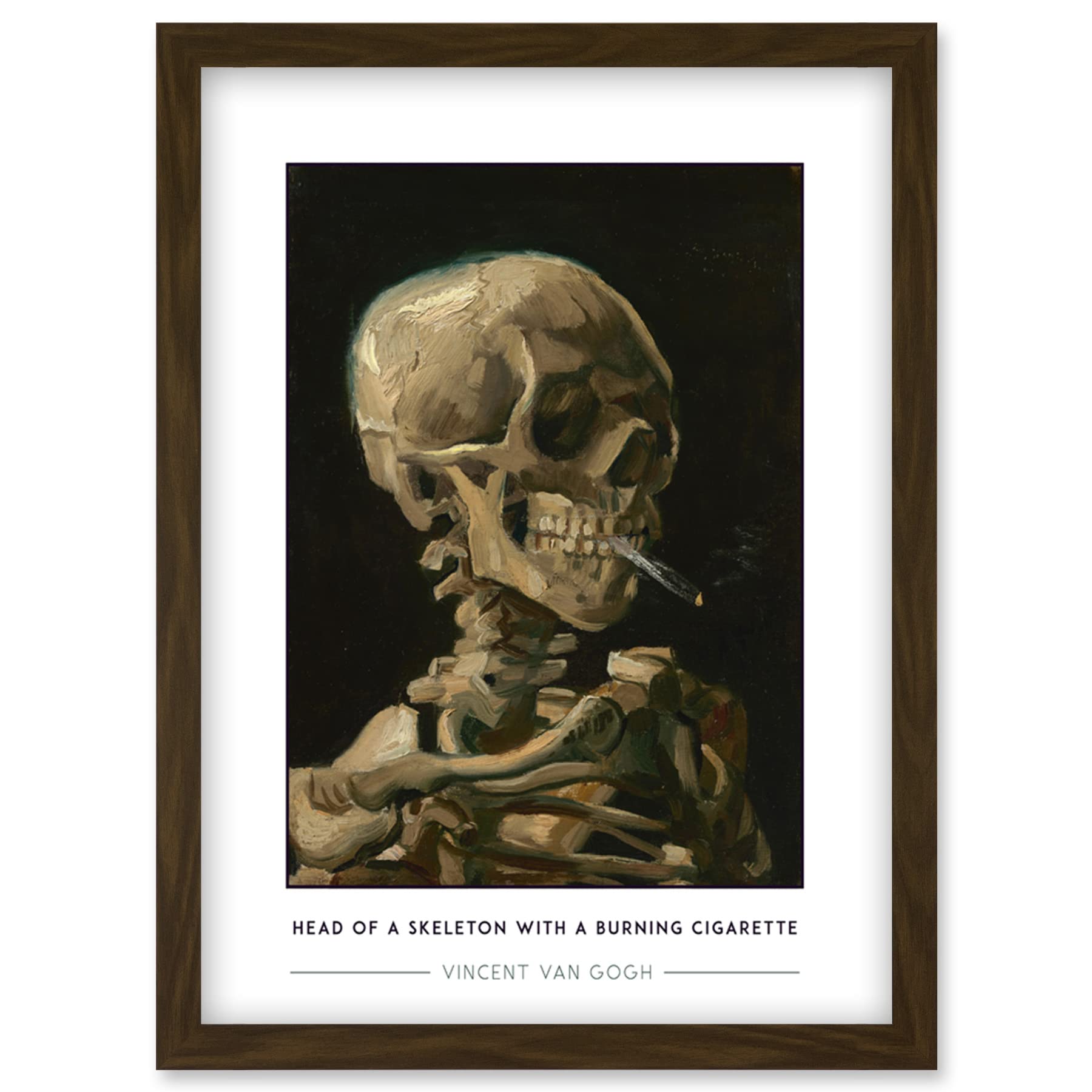 Vincent Van Gogh Skeleton with Burning Cigarette Framed Art Print A4