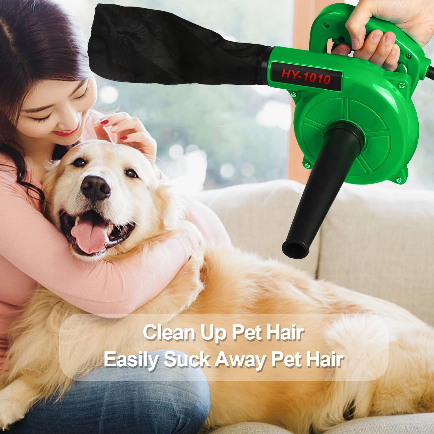 Corded Electric Leaf Blower,2-in-1 Handheld Vacuum/Sweeper, 13000r/min,400W 110V Multifunctional Blower,for Blowing Leaf/Snow, Dusting (Green)