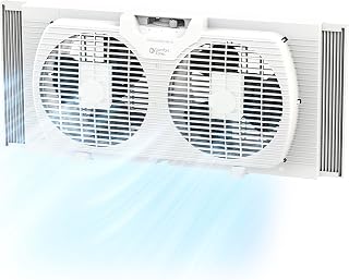 Comfort Zone CZ319WT 9-Inch Twin Window Fan, Reversible 2-Speed Airflow, Auto-Locking Expanders, Secure Fit for Home Cooling