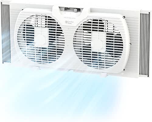 Comfort Zone Twin Window Fan with Reversible Airflow Control, 9