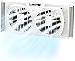 Comfort Zone Twin Window Fan with Reversible Airflow Control, 9 inch, Auto-Locking Expanders, 2 Speed Fan, Dual Fan, Exhaust, Airflow 9.84 ft/sec, Ideal for Home, Kitchen, Bedroom & Office, CZ319WT