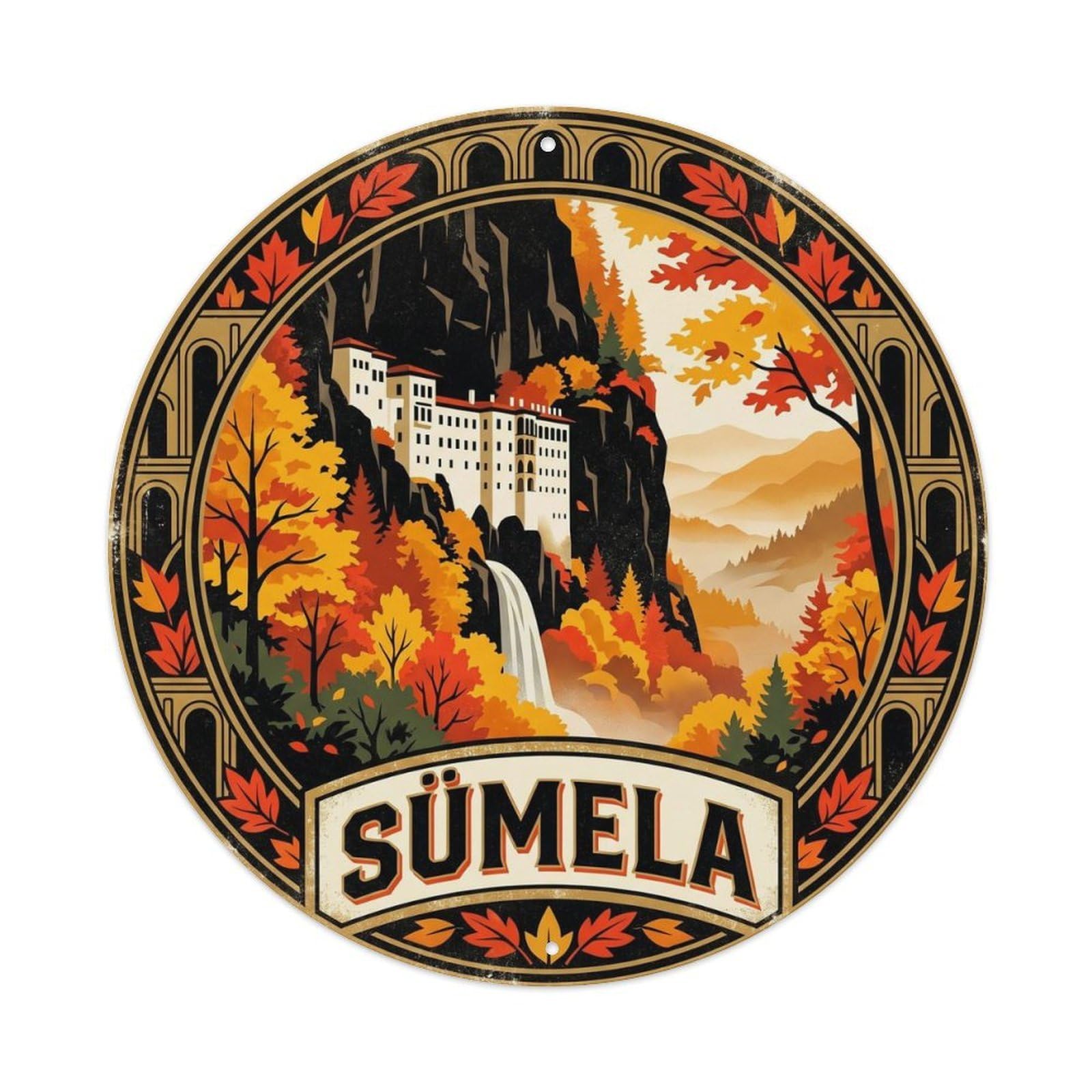 Sumela Autumn Forest Trabzon Mountain Route Metal Tin Sign