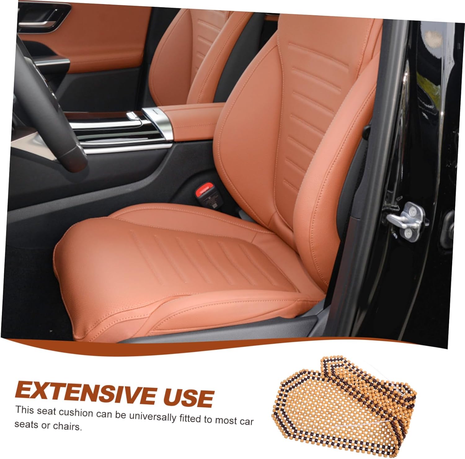 Car Summer Seat Cushion Wood Bead Pad Universal Fit Easy Install Sturdy Car Seat Cover