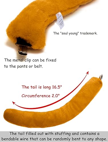 Miniatura 8 de Soul Young Wolf Leopard Lion - Juego de orejas y cola de gato guantes de pata de Halloween fiesta cosplay accesorios de animales talla única