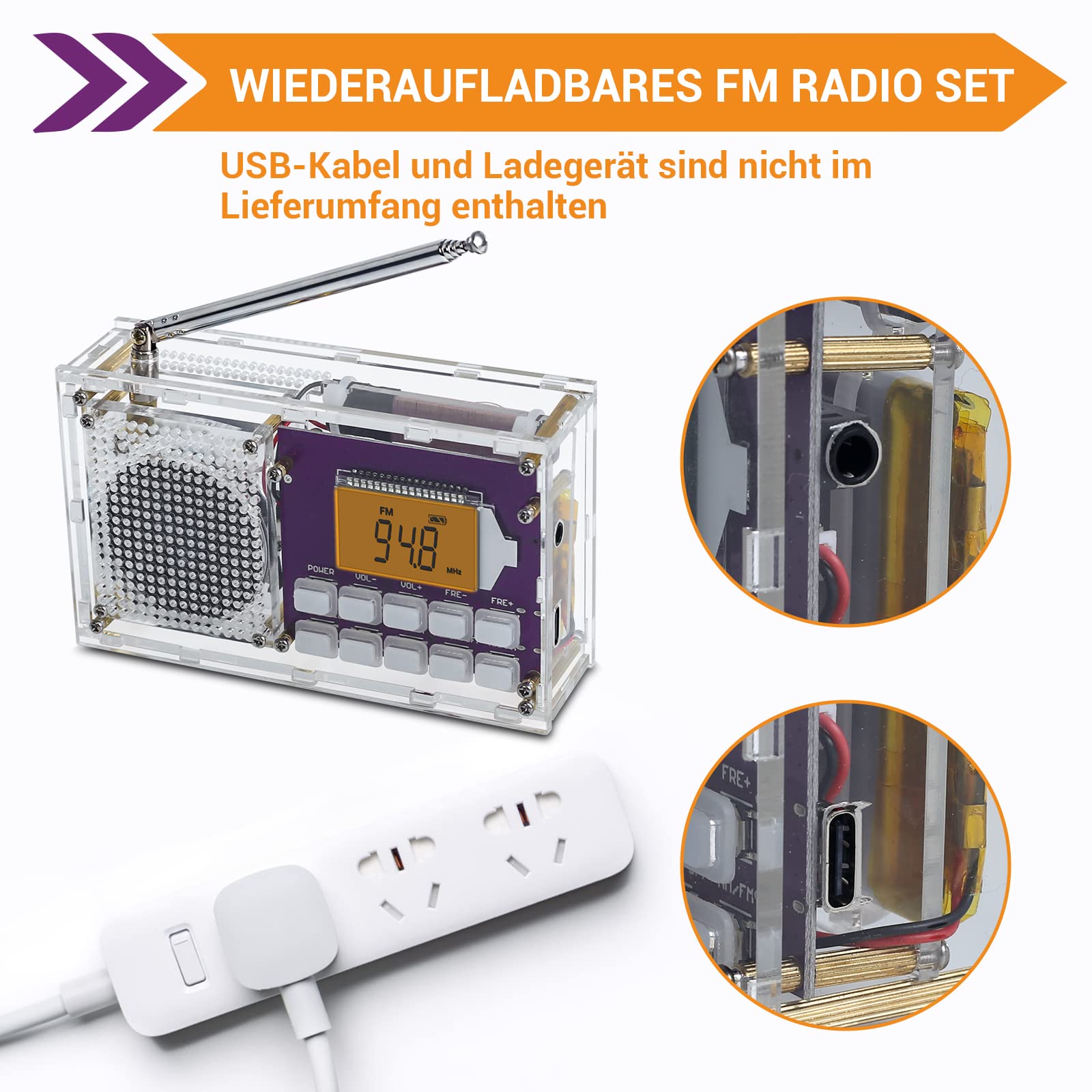 DONGKER Kit de construcción de radio FM inalámbrico con reloj y función de memoria – perfecto para proyectos de soldadura, electrónica DIY y estudiantes