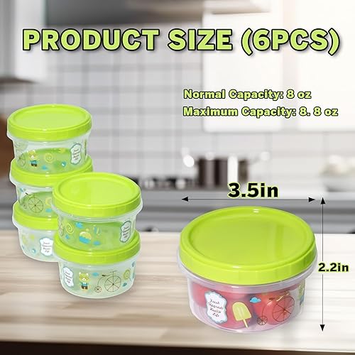 Miniatura 2 de Caylielam Recipiente de almacenamiento de alimentos de 8 onzas con tapas, paquete de 6 recipientes apilables para aperitivos para niños, bento, de