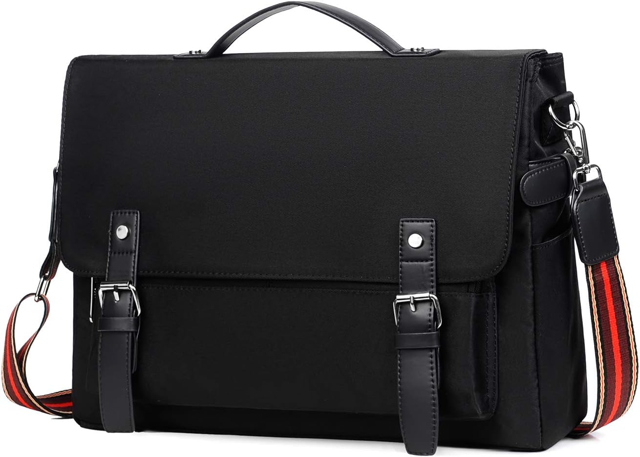 Kamlui Laptop Bag for Women,Computer Tote Bag 15.6 Inch Waterproof Vintage Canvas Briefcase Large Satchel Shoulder Messenger Men Women Laptop Case,for Macbook Pro Air HP Dell,(Black)