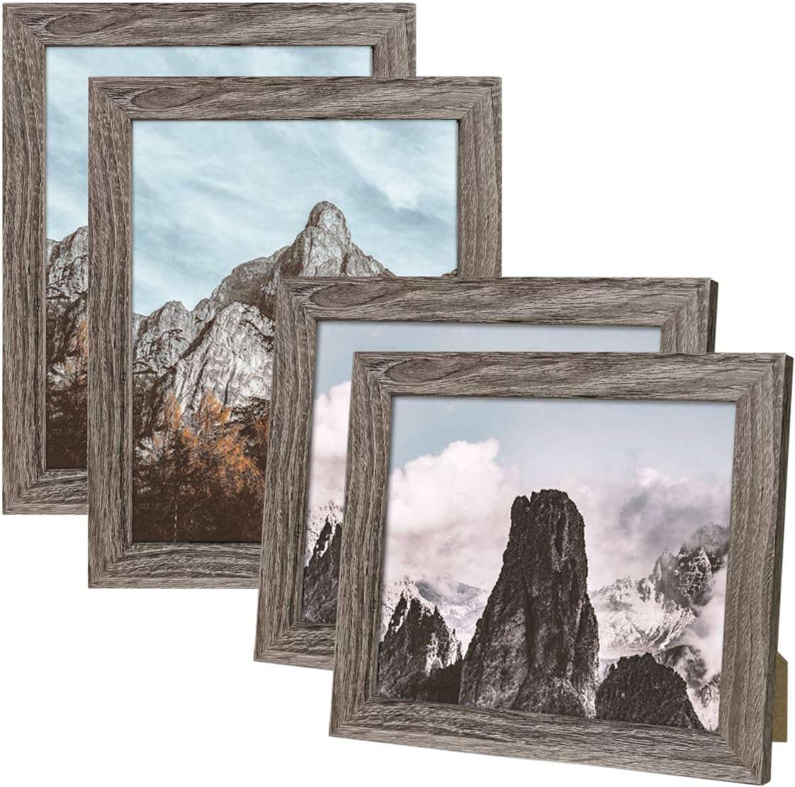 NUOLAN 8x10 Picture Frame, Rustic Gray Wood Pattern Art Photo Frames for Wall or Tabletop Display, Pack of 4 (NL-PF8X10-RG) -