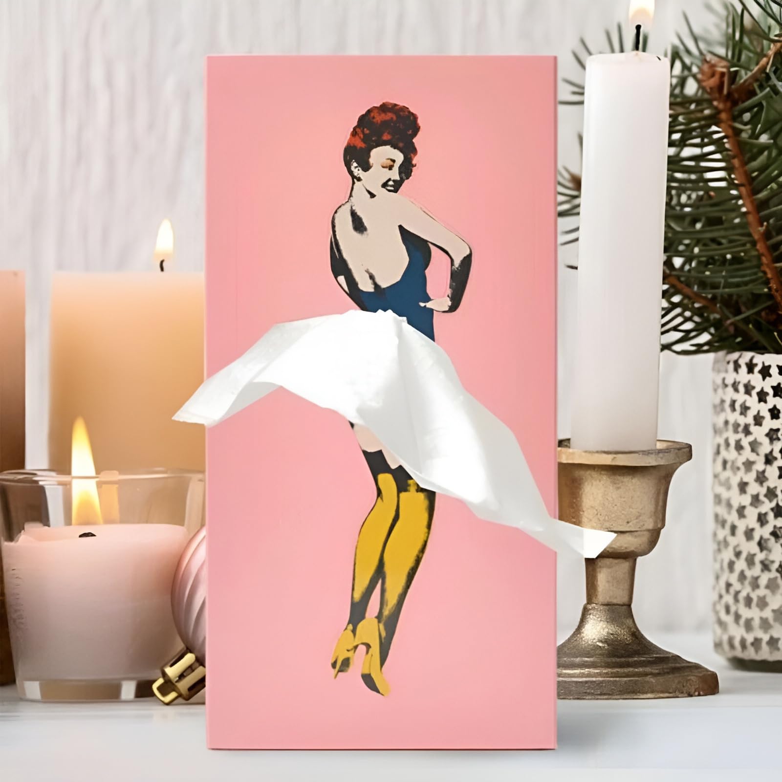 PAEFIU Taschentuchbox Mit Fliegendem Rock, Cartoon-Damenrock-Taschentuchbox, Retro Mädchen Mit Kurzem Rock Taschentuchhalter Box, Taschentuchhalter für Wohnzimmer, Schlafzimmer Und Büro (Blau)