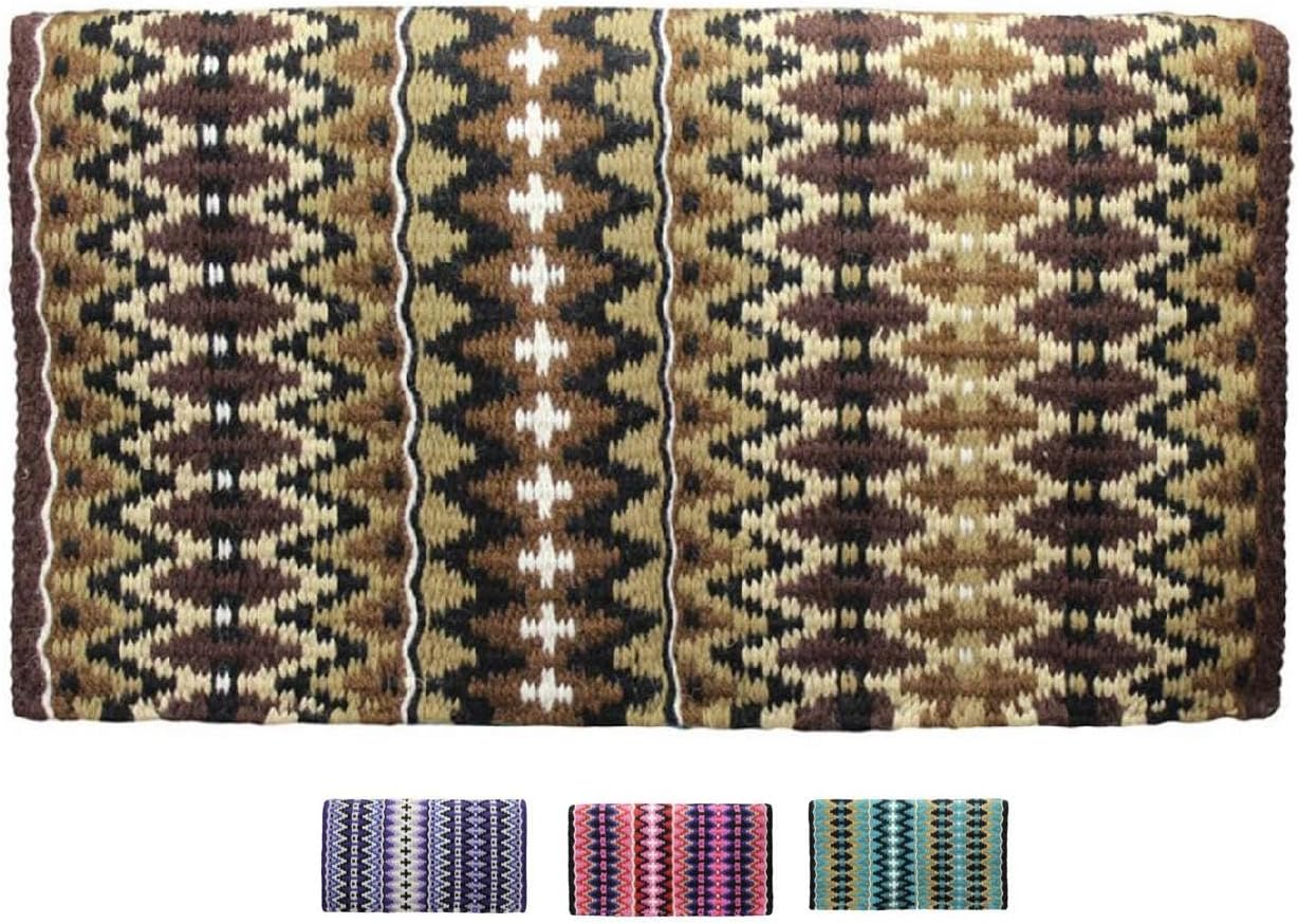 Tahoe Tack Reya Western Show Saddle Blanket – Handwoven 100% New Zealand Wool, Oversized 34" x 38", Heavyweight 5+ lbs, Vibrant Design, Ideal for Layering at Shows, Parades & Rodeos