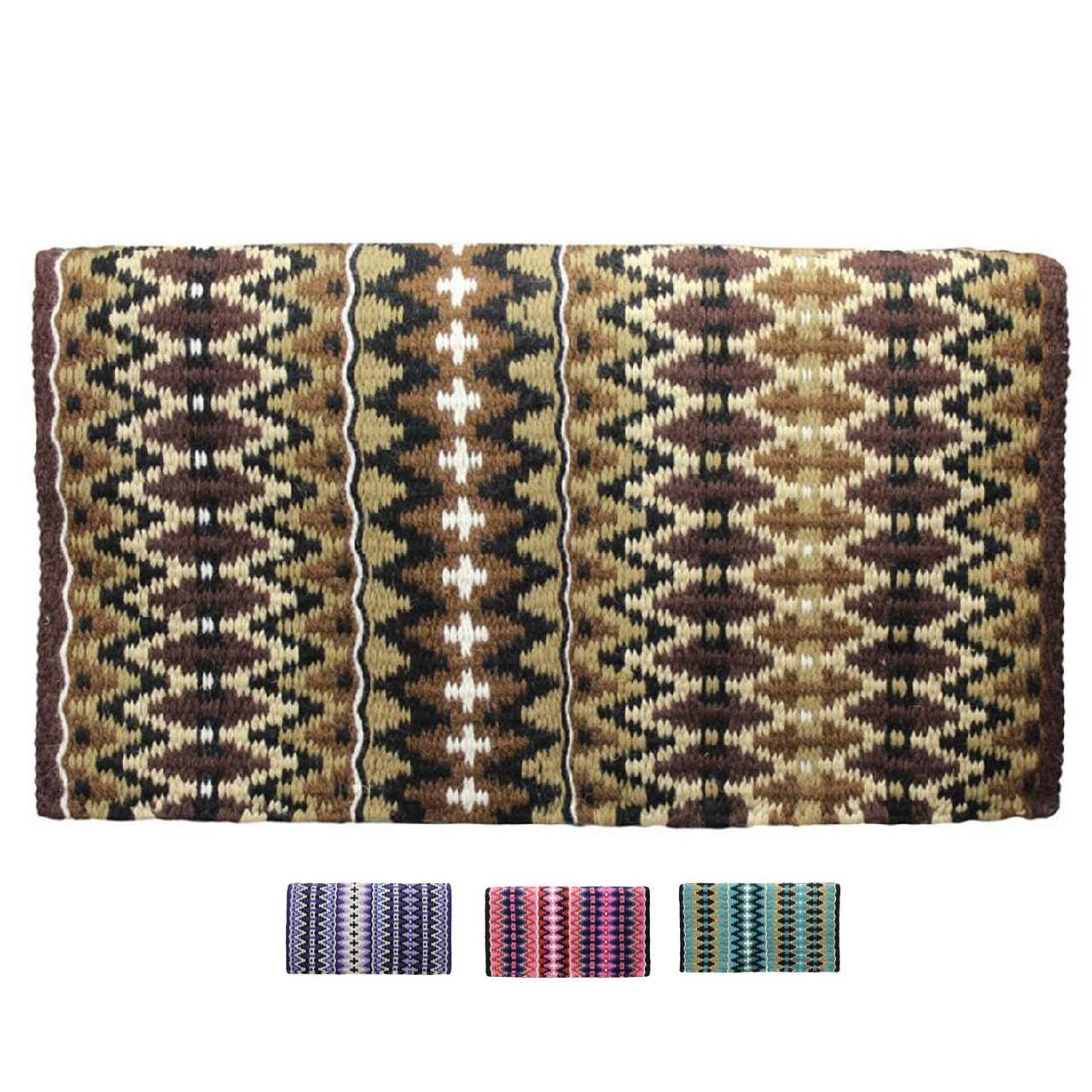 Tahoe Tack Reya Western Show Saddle Blanket – Handwoven 100% New Zealand Wool, Oversized 34" x 38", Heavyweight 5+ lbs, Vibrant Design, Ideal for