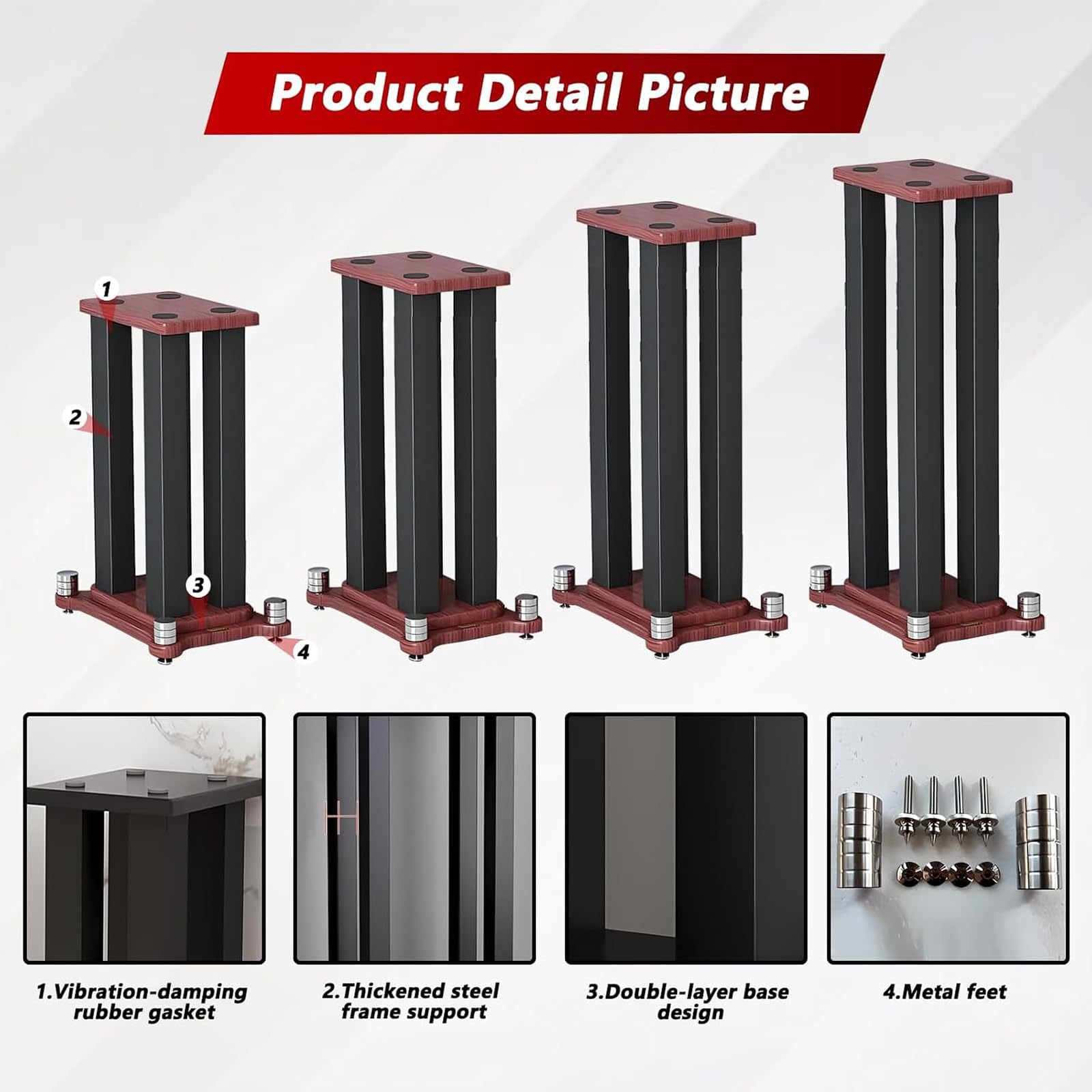 Coppia di Supporti da Pavimento per Diffusori, Robusti Universali in Acciaio MDF per Sistemi Home Cinema Audio Surround,A,25 * 30 * 80cm