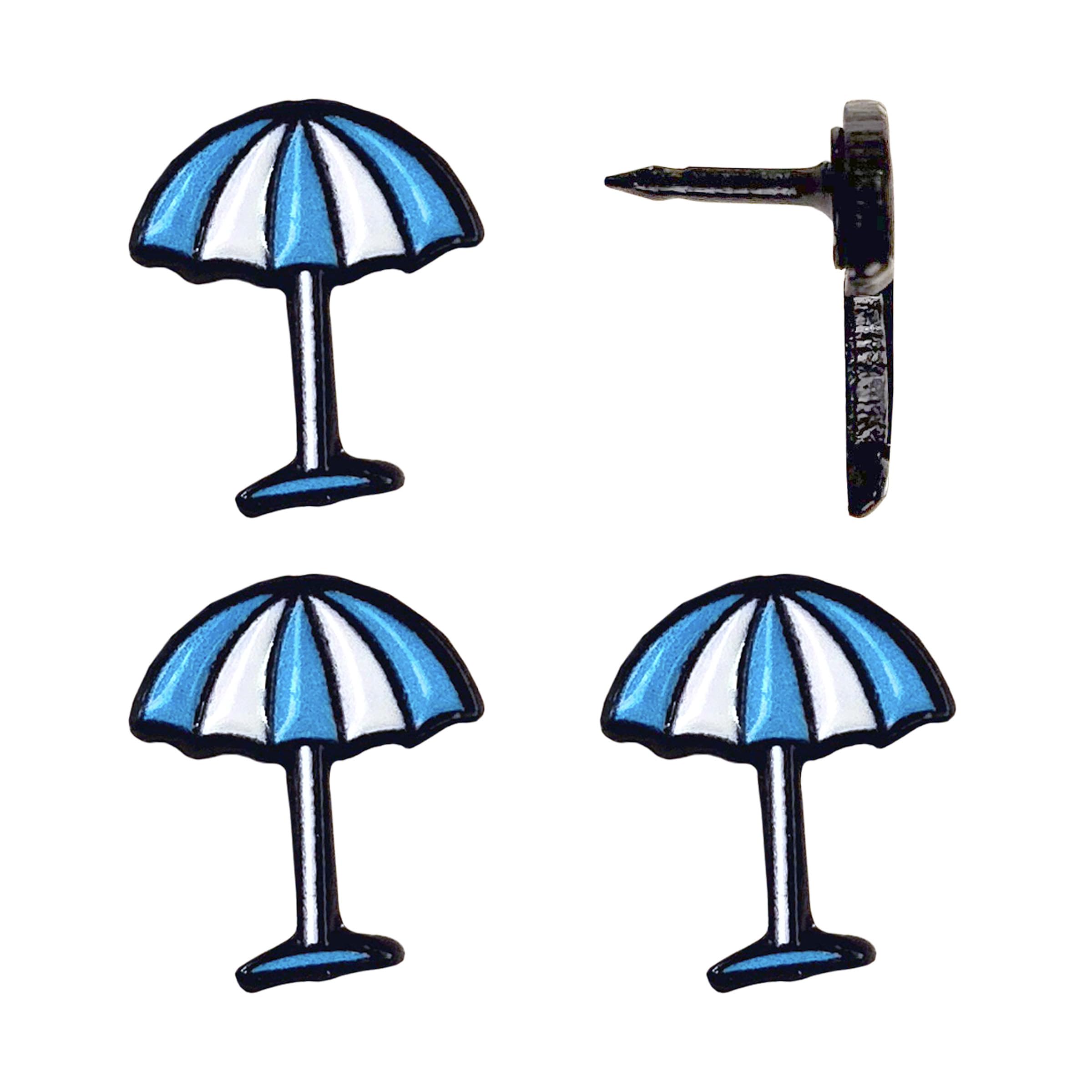 Beach Umbrella Push Pins - Beach Umbrella Map Pins - For Cork Board, Maps, or Lapel Pin Use - Designed in USA - Set of 4