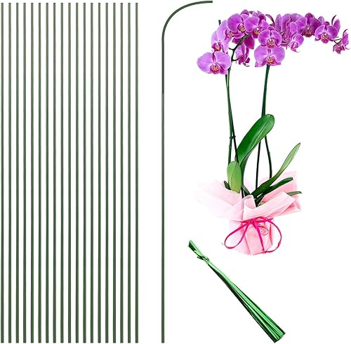 60 estacas flexibles para plantas, estacas invisibles de soporte para plantas de 15.7 pulgadas, varillas verdes de un solo tallo adecuado para