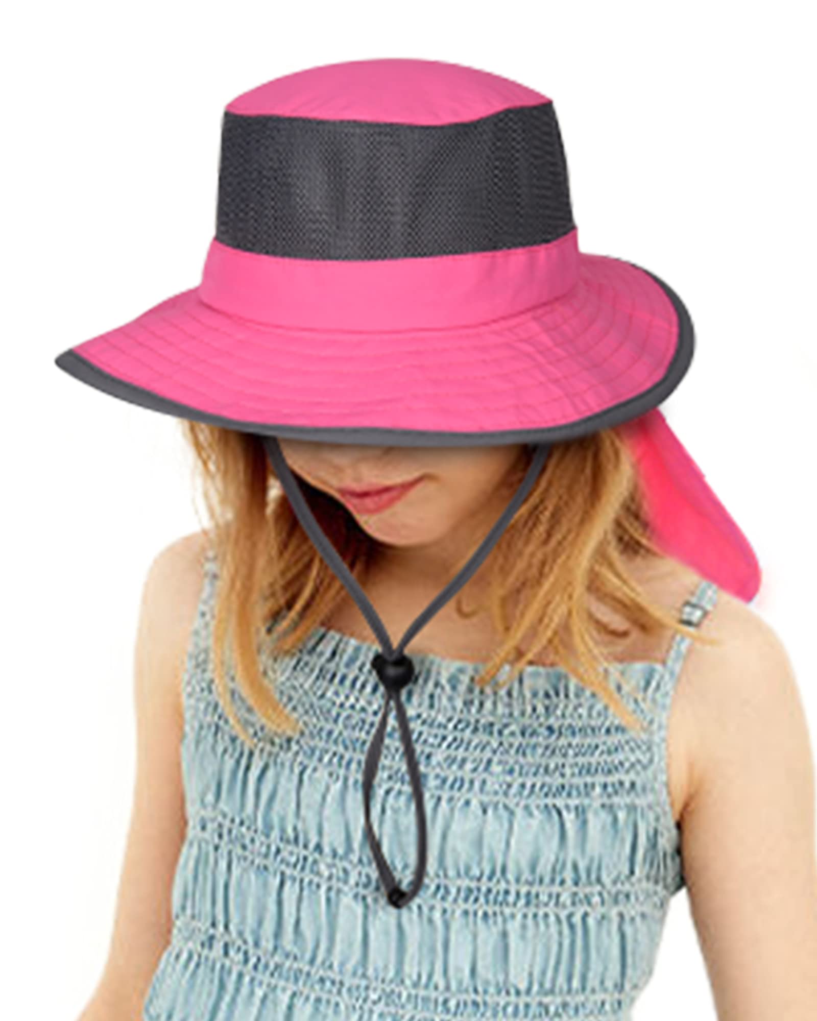 camptraceSun Hats for Kids Wide Brim Sun Hat UPF 50+ Sun Protection with Neck Flap Bucket Hat for Boys Girls