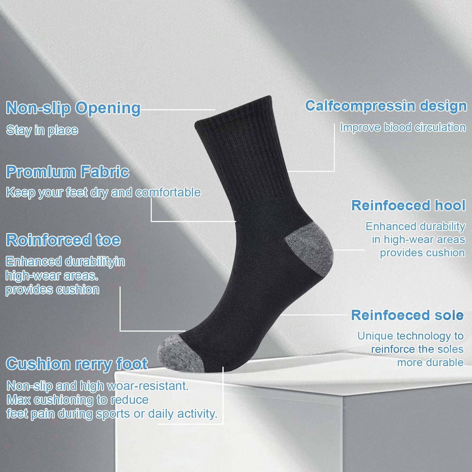 20 paia di calzini unisex in cotone, traspiranti, imbottiti, comodi, per allenamento, escursionismo, sport, corsa