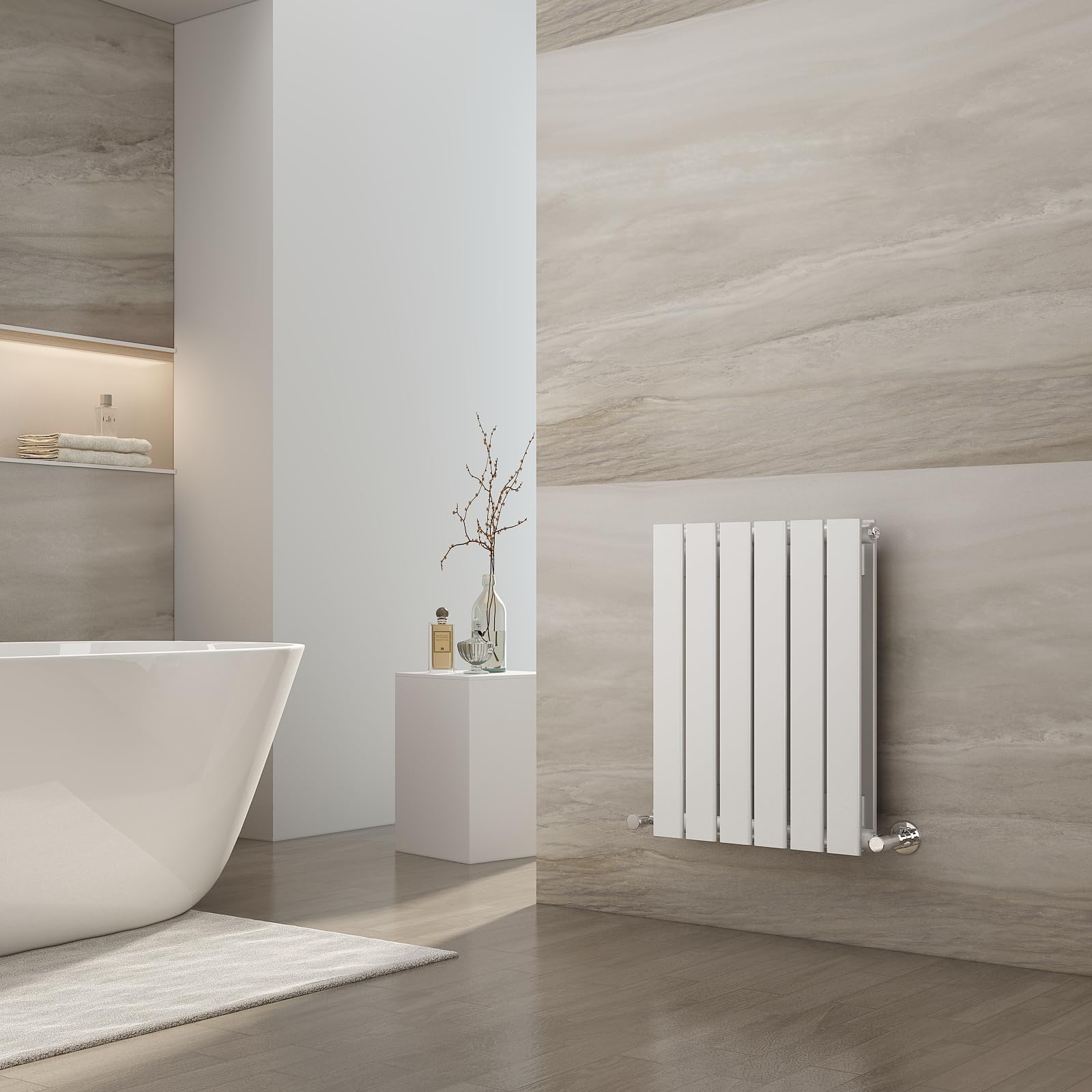 EMKE White Radiator 600 x 456 mm Horizontal Designer Radiator Double Flat Panel Central Heating