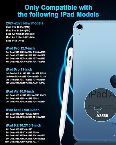 Miniatura 2 de DOGAIN Lápiz óptico para iPad 9 y 10 Lápiz de carga tipo C para iPad Palm Rejection Active Pen compatible con (2018-2024) Apple iPad 678910, Air