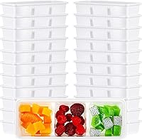 Vista 15 de Hushee Paquete de 5 recipientes pequeños de 17 onzas con 3 compartimentos para aperitivos con tapa, caja Bento de plástico desechable, cajas de Negro