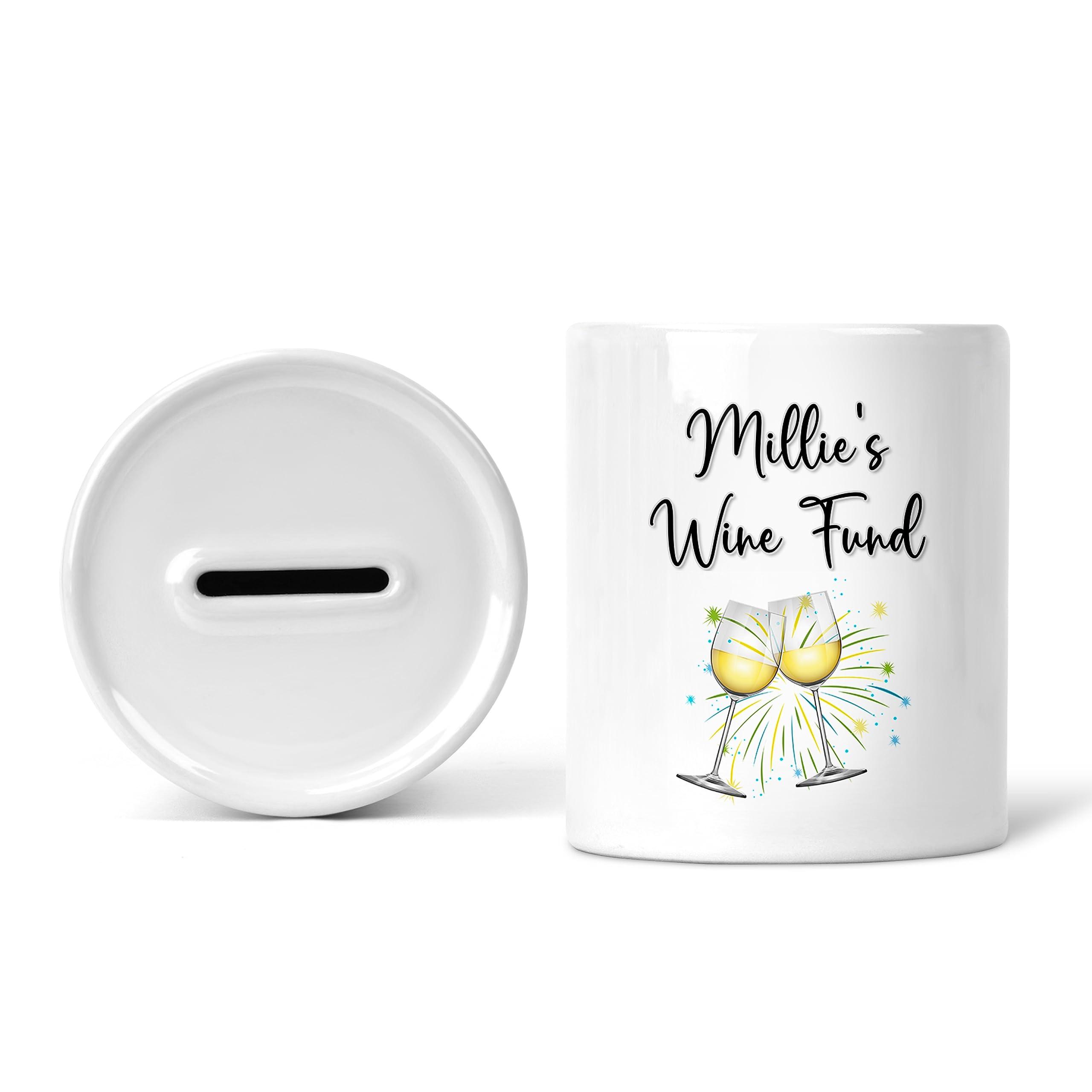 Rib Ticklerz White - Personalised Money Box Wine Fund Piggy Bank Drinking Savings Jar Novelty Gift Best Friend Birthday Present Colleague Secret Santa Joke - Mb15