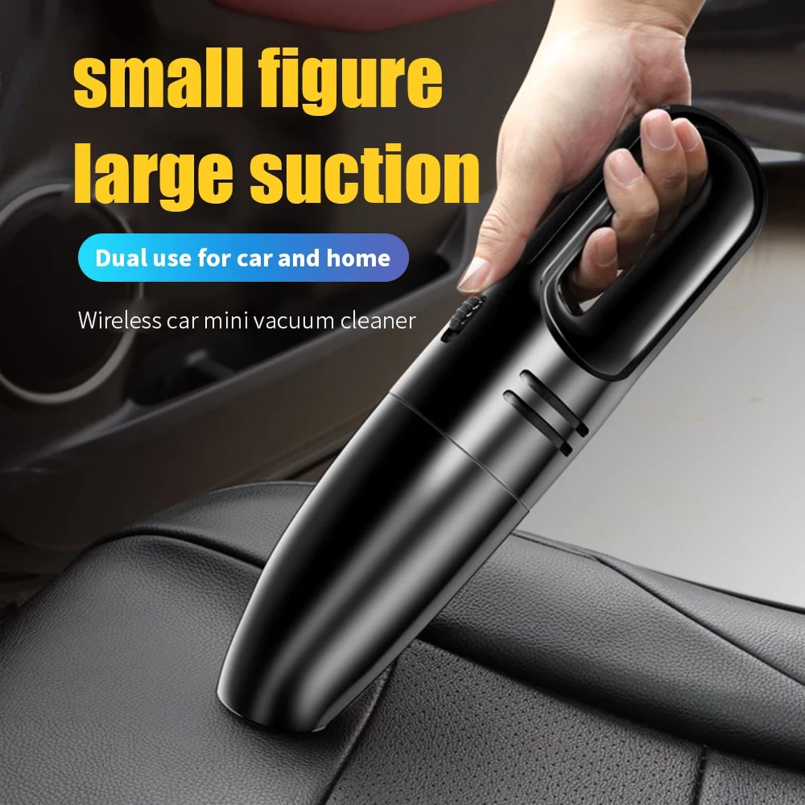 Mini Aspirador de Mano inalámbrico de 12 V para Coche, Aspirador de Mano de Alta succión, Aspirador de Doble Uso húmedo y seco para Interior de Coche, hogar, Oficina, Negro