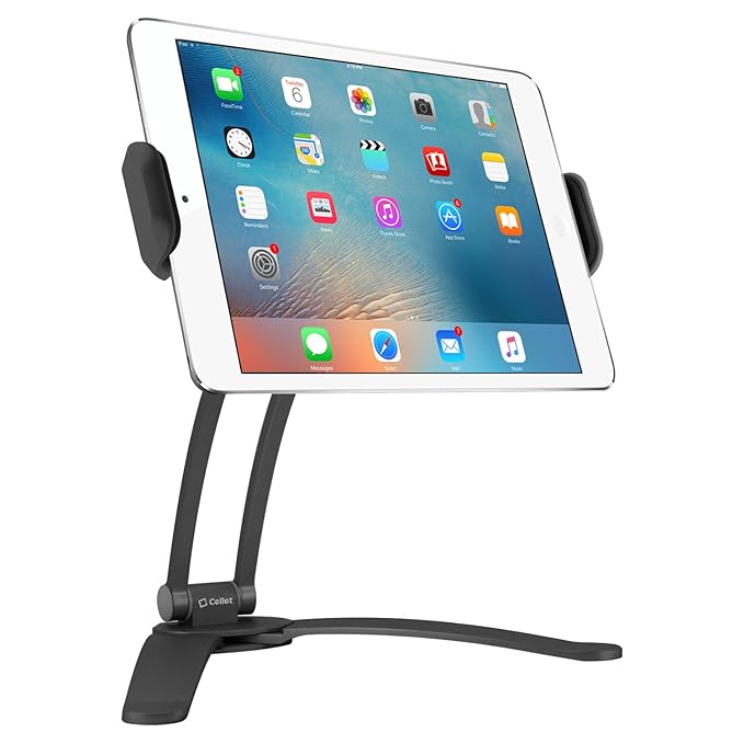 Cellet Kitchen Tablet Mount Stand 2 In 1 Wall Table Counter Top Desktop Mount Recipe Holder Stand For Ipad Pro Air Mini Micro Surface Pro Galaxy Tab Chromebook Pixelbook And More Black Amazon In Computers Accessories