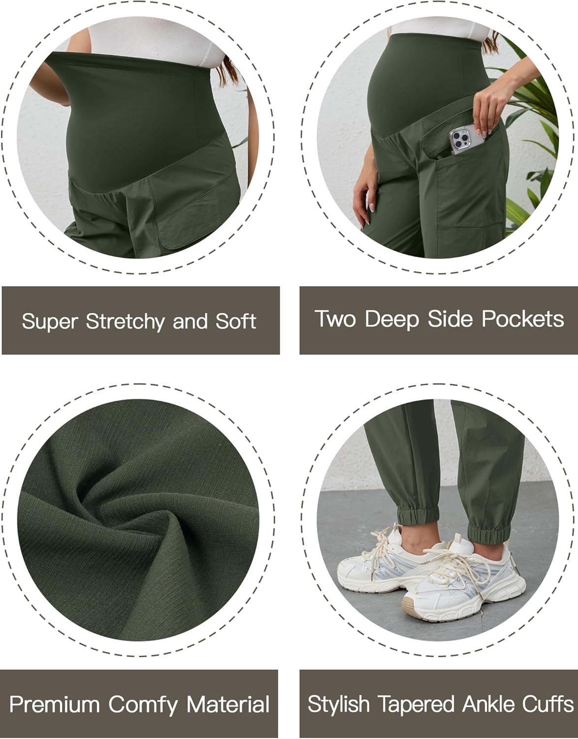 PACBREEZE Women's Maternity Cargo Joggers Quick-Dry Hiking Pants Active Outdoor Casual Pregnancy Sweatpants - Image 4