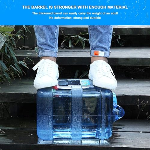 Miniatura 5 de Orgonite Tanque de agua portátil para acampar con grifo, almacenamiento de agua de emergencia sin BPA para acampar al aire libre senderismo