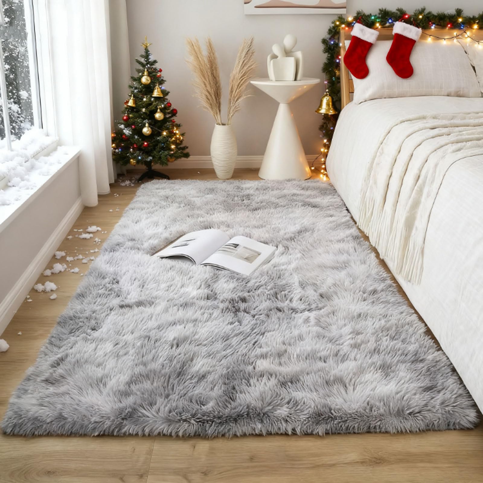 Tapis de salon gris clair 110x140 cm pour une chambre cosy et moderne