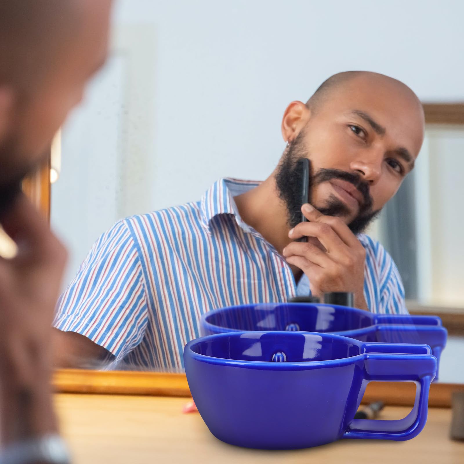 Outanaya Ciotola da Barba Accessorio Pratico per Uomo Grande Capacità in Ceramica per Creare Schiuma da Barba Morbida e Densa la Rasatura a Casa