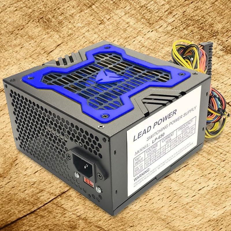 Lead Power 650W - MAX ATX Power Supply, 20+4 Pin, PCIe, SATA & Molex Connectors, 12cm Fan, 110V/220V Switchable, Low Noise, Overload & Short-Circuit Protection
