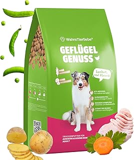 WAHRE TIERLIEBE - Geflügel Genuss - Premium Hundefutter Trocken, Made in Germany I Trockenfutter für Hunde, Getreidefrei & ohne Zuckerzusatz, Perfekt für Muskelaufbau & EIN Gesundes Fell product image
