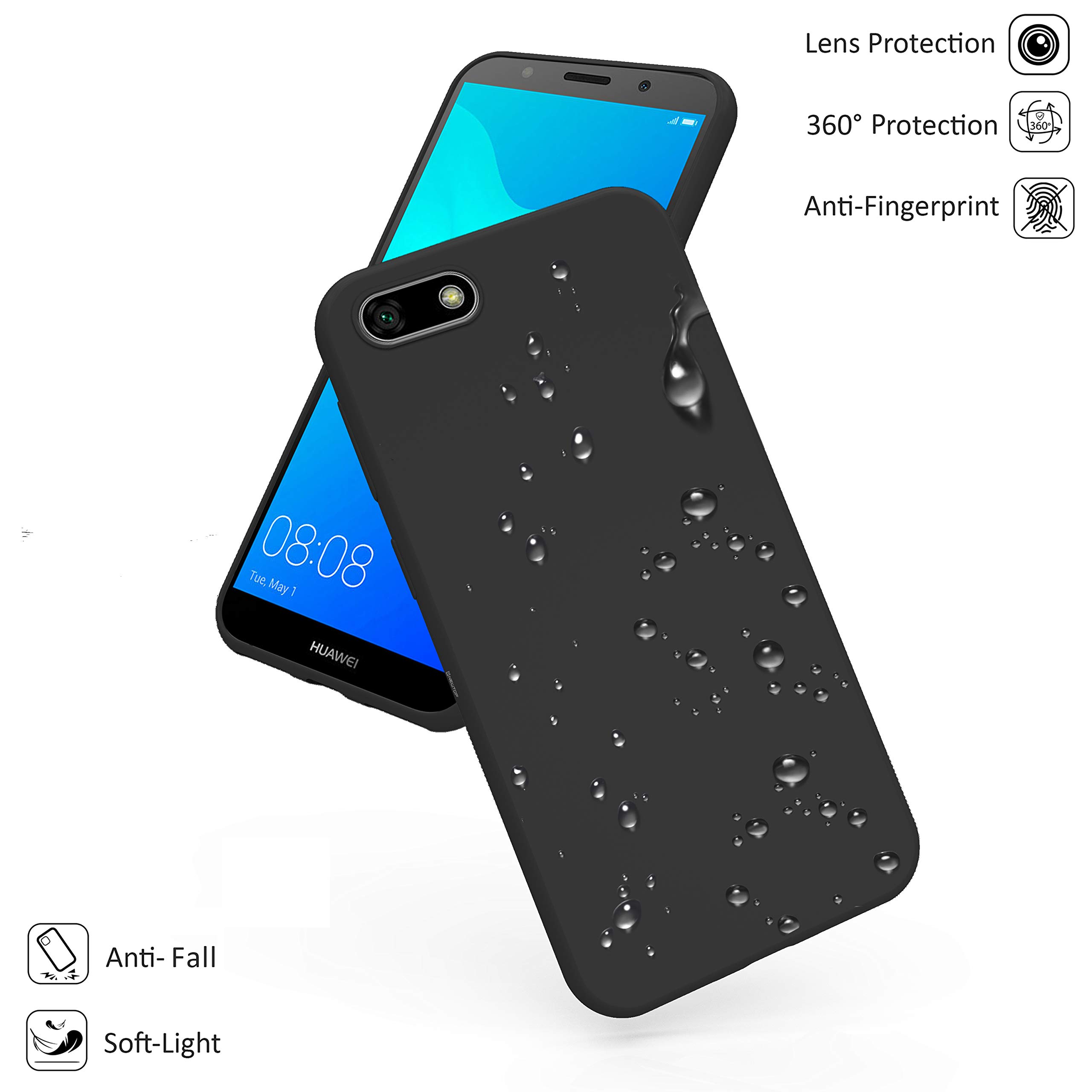 N NEWTOP Cover Compatibile per Huawei Y6 2019, Custodia TPU SOFT Gel Silicone Ultra Slim Sottile Flessibile Case Posteriore Protettiva (Nero