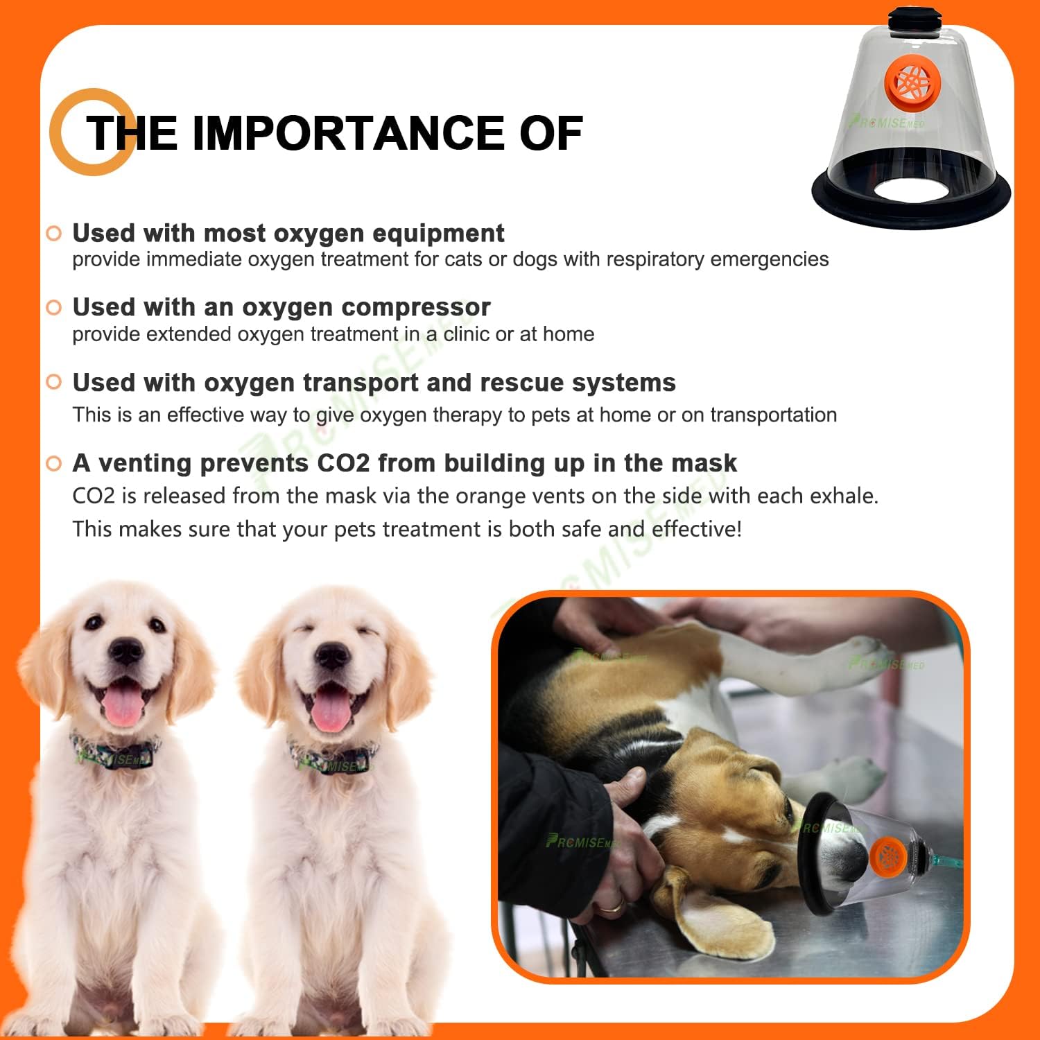Pet Oxygen Mask Set - Veterinary Designed Breathing Aid for Dogs/Cats/Birds/Animals - 5 Sizes - Easy to Clean & Connect to Oxygen Source - Ensures Comfort & More Oxygen Delivery