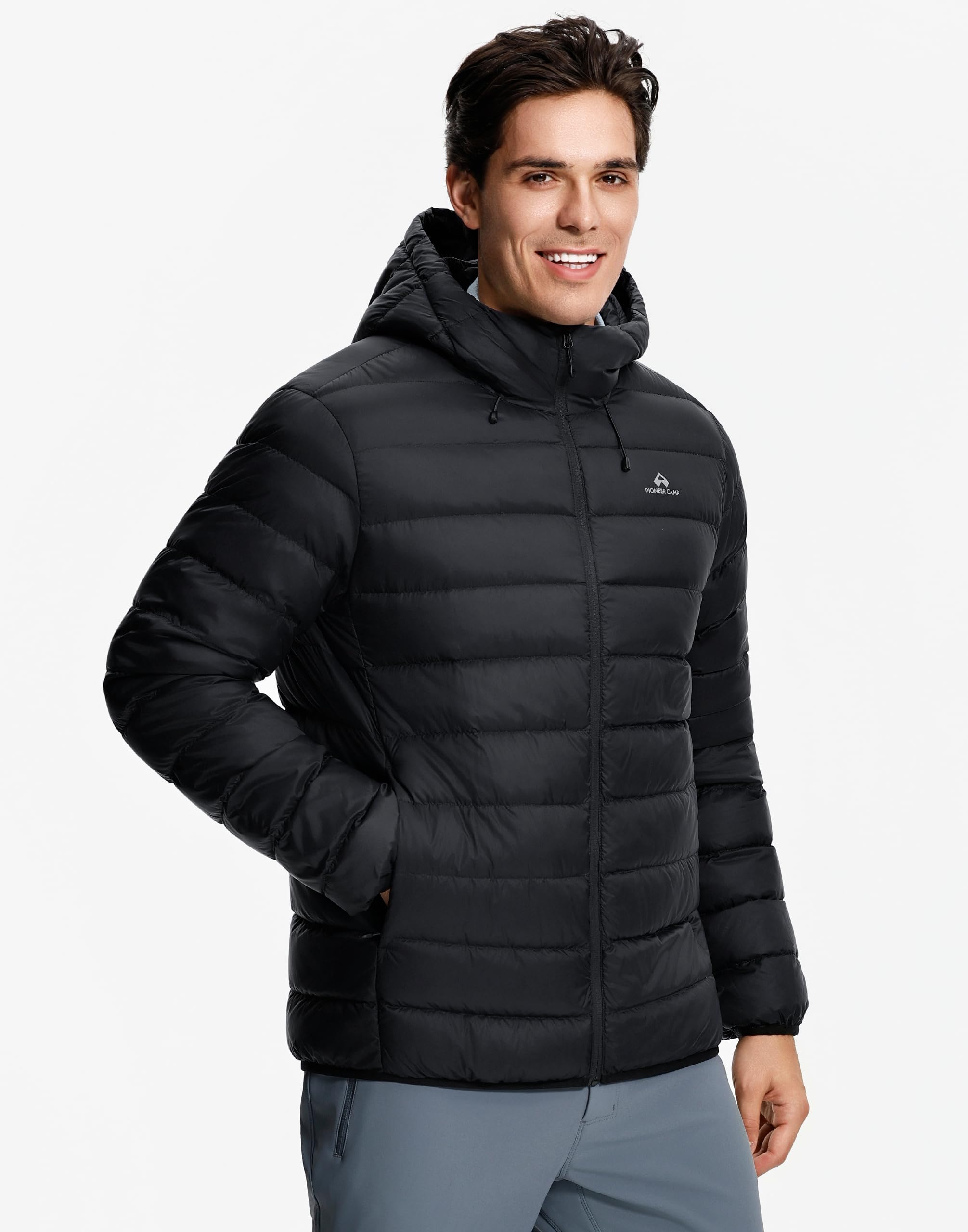 Pioneer Camp Herren Daunenjacke Winter 90% Entendaunen 650 Fill Leicht Warm Steppjacke Wasserdicht Winddicht Packbare Pufferjacke mit Kapuze Outdoorjacke