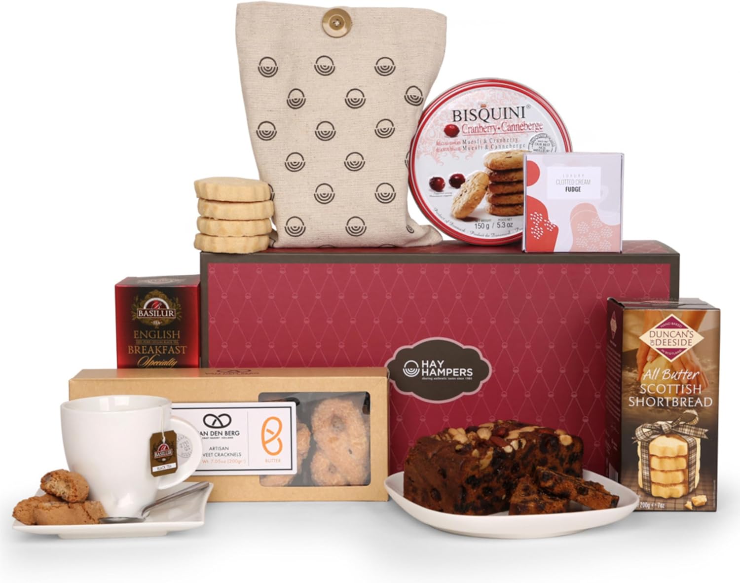 Afternoon Tea Hamper - Cake Hamper with Shortbread Biscuits, Fudge ...