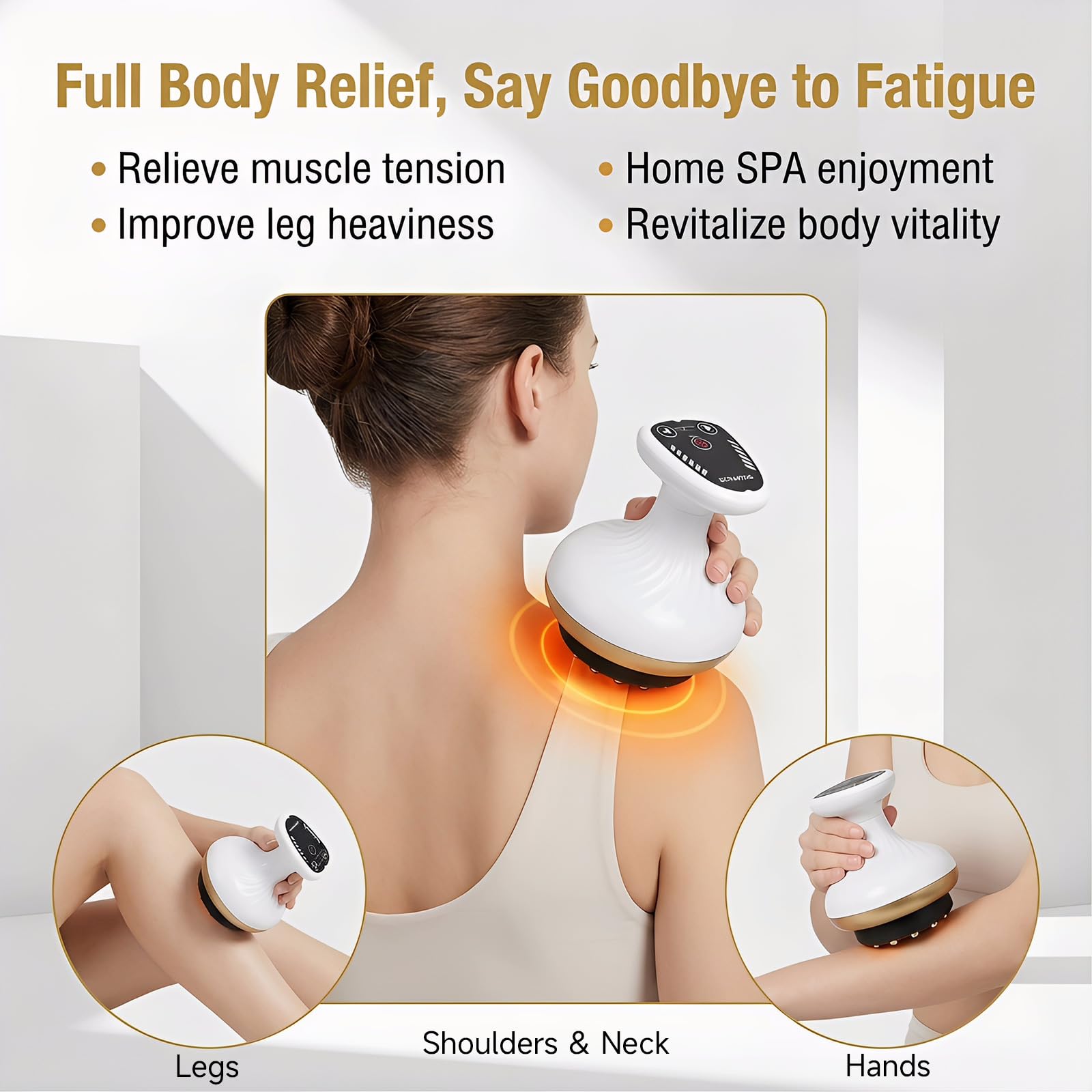 Cellulite Massagegerät, Massage 4-in-1 Massagegerät gegen Cellulite, Elektrisch Anti-Cellulite Gerät, 9 Stufen Vakuum Massage mit Wärmefunktion für Straffere Haut für Ganzkörper Anwendung
