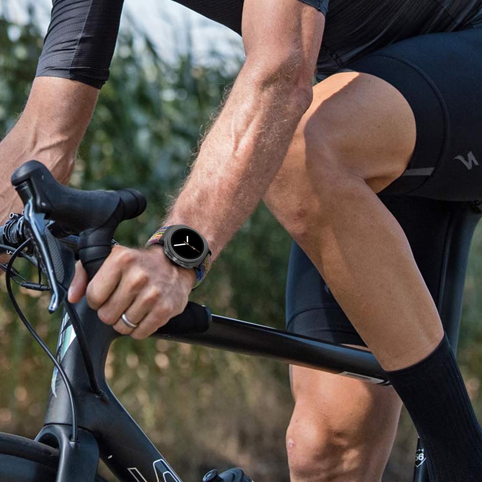 Correas trenzadas con un clic para Samsung Galaxy Watch 8/8 Classic Band de 40 mm, 44 mm, 46 mm, para mujeres y hombres, pulsera elástica con cierre de paracaídas, correa de nailon deportiva para