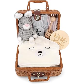 Newborn Gift Baby Birth Gift Personalized Boys and Girls Newborn Gift Set Baby Blankets Wooden Toys Plush Toys Greeting Cards Birth Cards Socks Gift Boxes Baskets