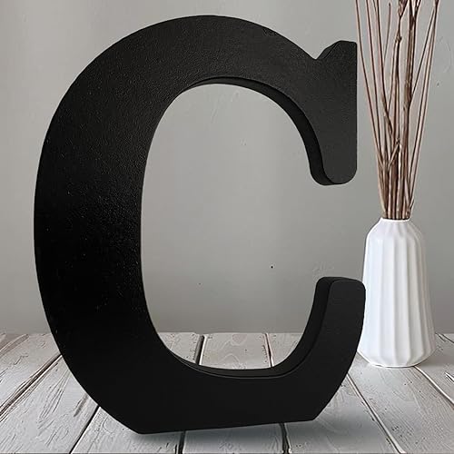 AOCEAN Letras de madera negra de 10 pulgadas, letras de madera sin terminar para Halloween, letras decorativas de pie en rodajas, decoración de