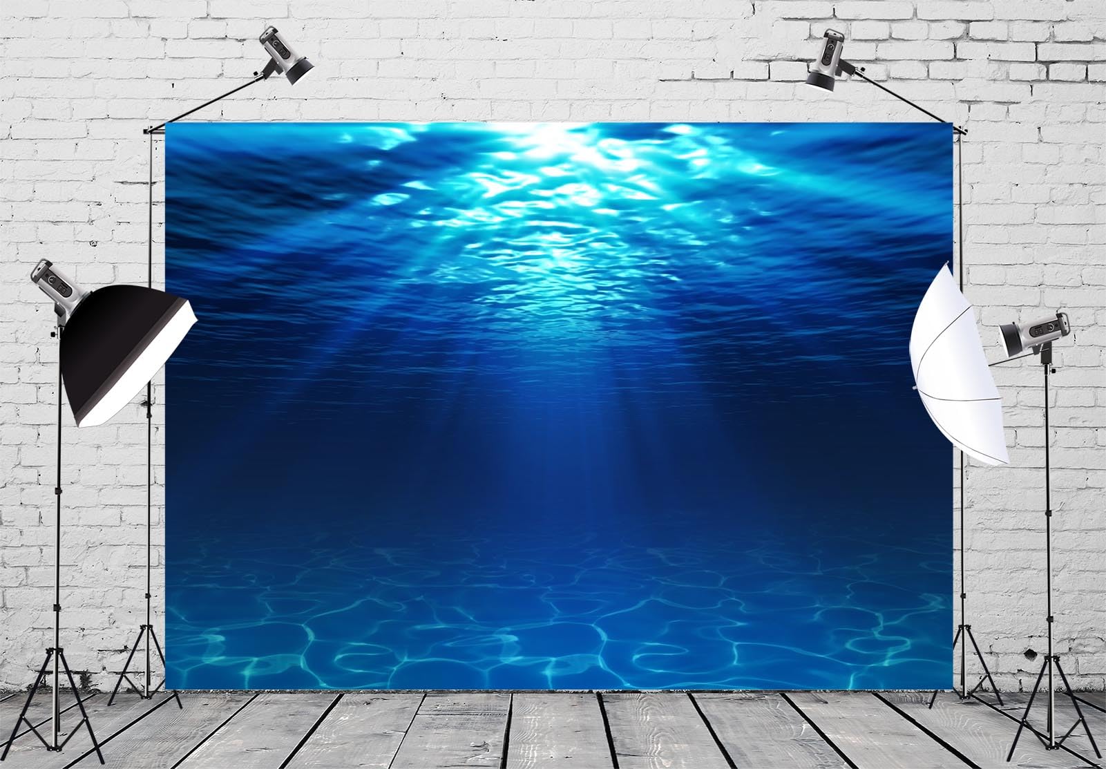17x10ft Sfondo del mare profondo Sfondo di fotografia subacquea Sfondo dell'oceano Vista subacquea Sfondo Acquario Decor Sfondo Il mare Acqua blu Luce solare Sfondo Studio Puntelli