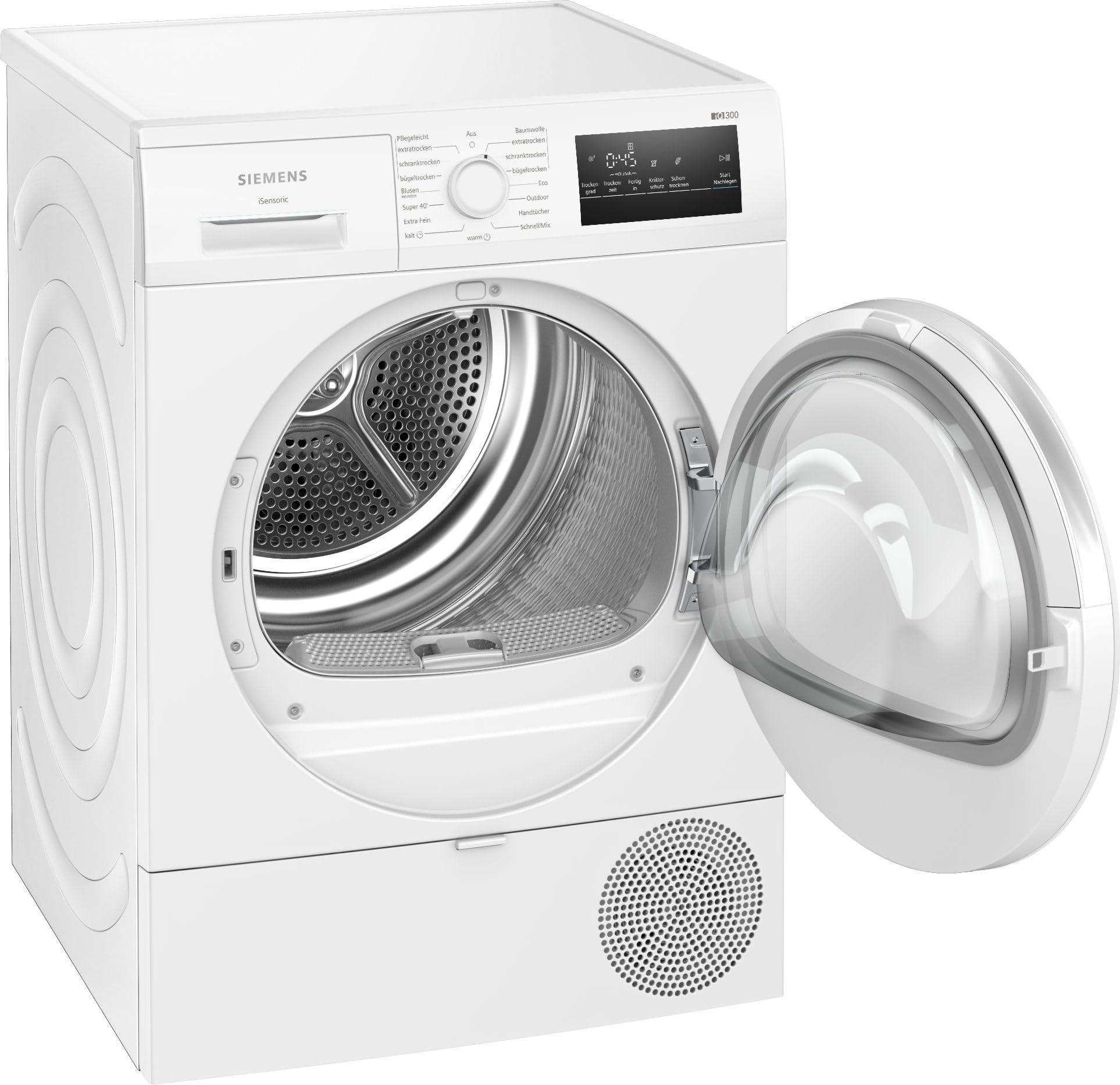 Siemens WT45HVA4, iQ300, Wärmepumpen-Trockner, 8 kg, autoDry, super40-Programm, 63 dB, Touch LED-Display, softDry, Outdoor-Programm, easyClean-Filter, Kindersicherung, Weiß