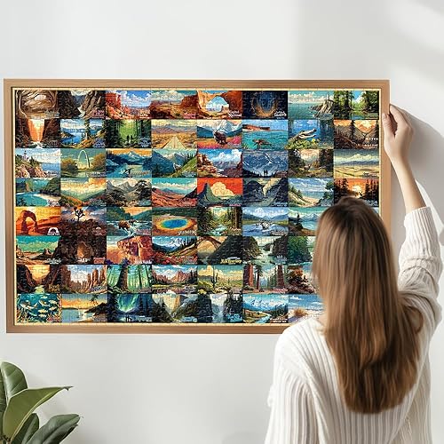 Miniatura 5 de SHOXREM Rompecabezas de 1000 piezas de parques nacionales, rompecabezas vintage de parques nacionales para adultos, perfecto para los amantes de la