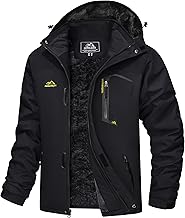 MAGCOMSEN Men's Outdoor Jacket, Ski Jacket, Mountain Parka, Windproof, Mountain Climbing Clothing, Boa Lined, Thermal, Climbing Jacket, Fleece Water Repellent, Windbreaker, Fleece Lined, Hooded